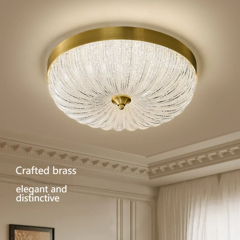 American-Style All-Copper Acrylic Ceiling Light Bedroom Lamp Modern Minimalist Master Bedroom High-End Luxury Lighting