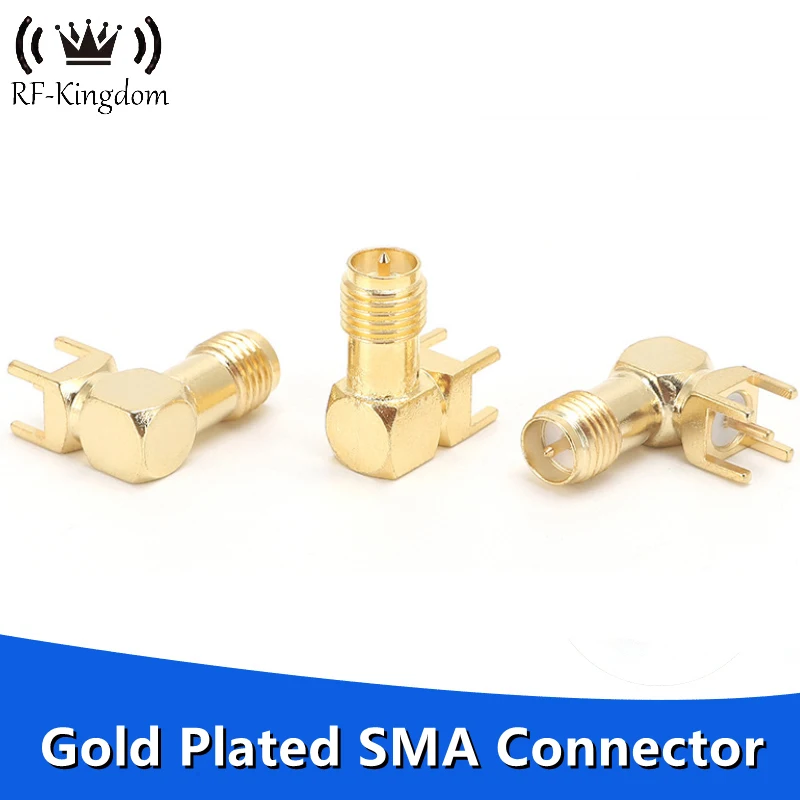 5PCS/Lot RP SMA Female Adapter Thru Hole Plugs Right Angle 90 Degree ( SMA-KWE ) Mount Copper Connector RF Adapters Wholesale