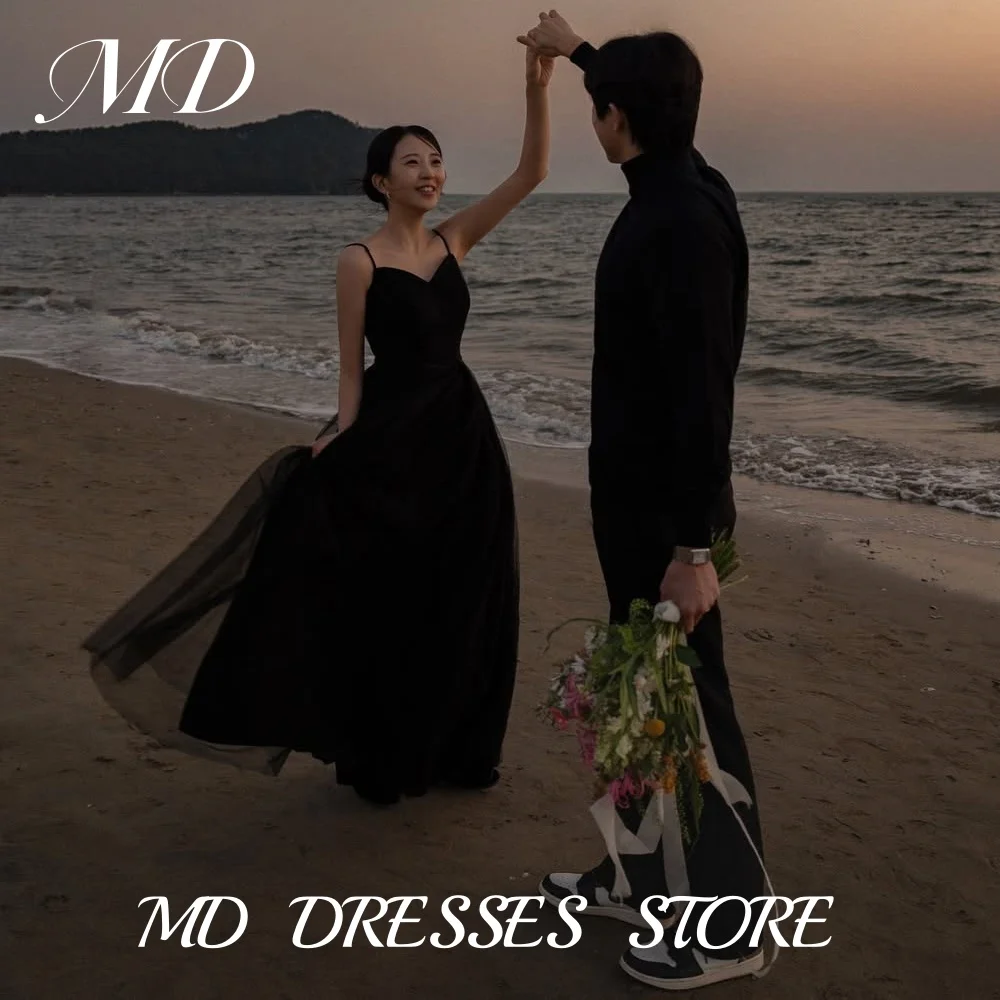 

MD Elegant Spaghetti Strap A-line Wedding Party Dress Korea Tulle Photoshoot Corset Floor Length Customised 2025 Evening Gown