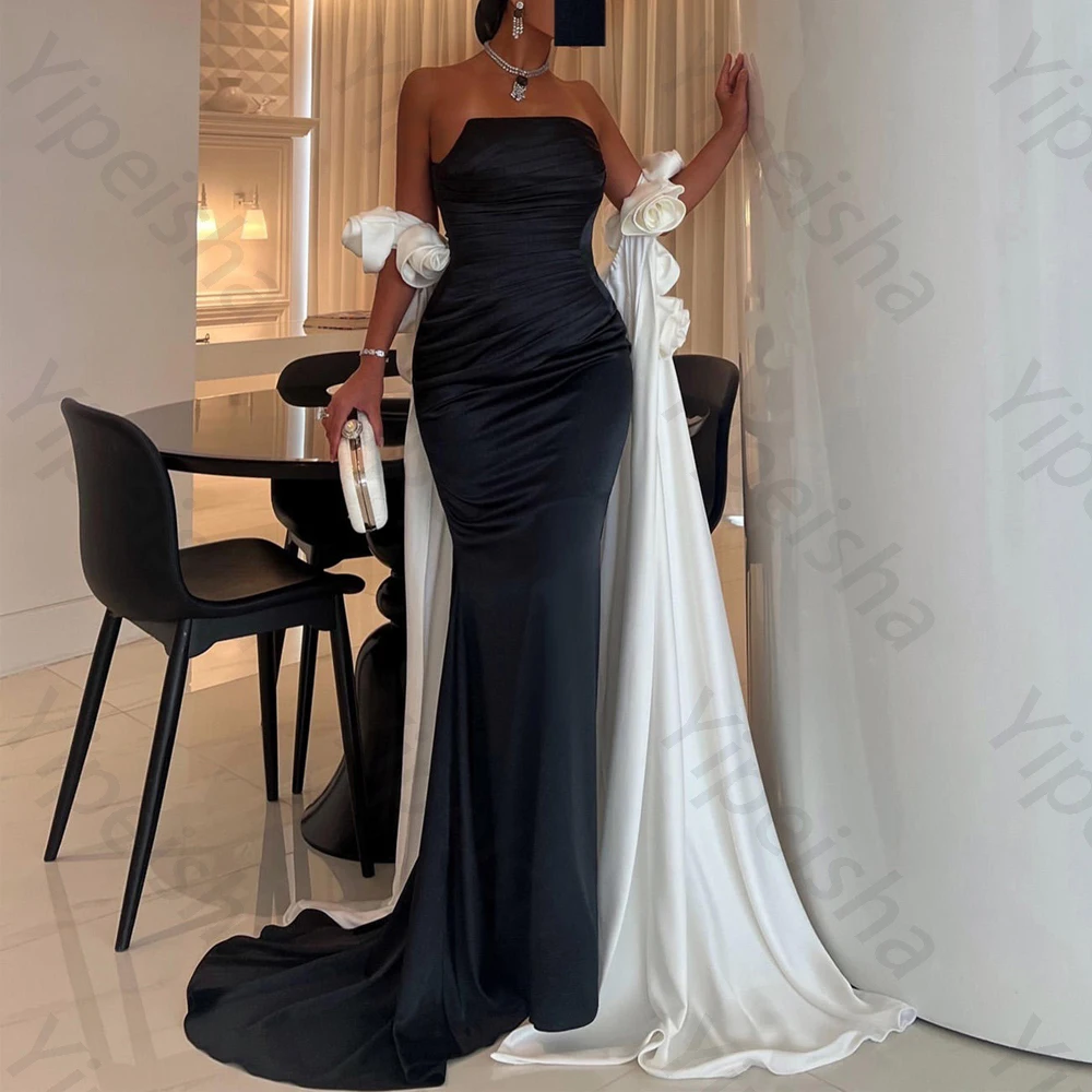 

Вечерние платья без бретелек с 3D-цветами, длинное платье-накидка, элегантное изысканное платье высокого качества для выпускного вечера для женщин по индивидуальному заказу