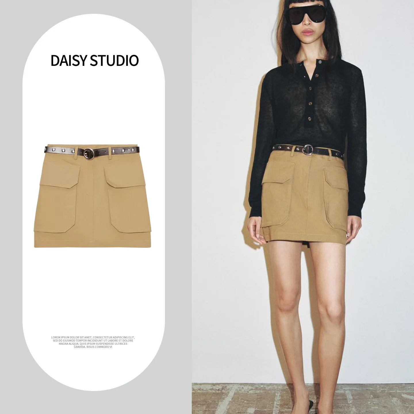 

Новая женская юбка на молнии с откидным карманом, в повседневном рабочем стиле, с поясом, с высокой талией, А-силуэт, стандартный крой, полиэстер