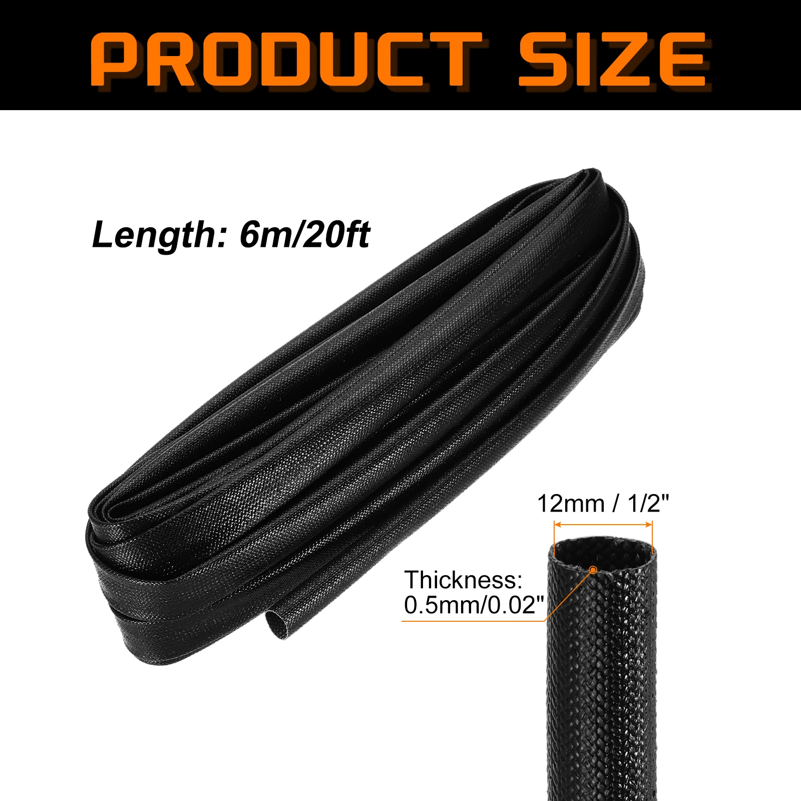 Uxcell 3-15m Braided Cable Sleeve 200C Heat Resistant 1500V Fiberglass Wire Insulation Cord Protector Organizer Wires Management