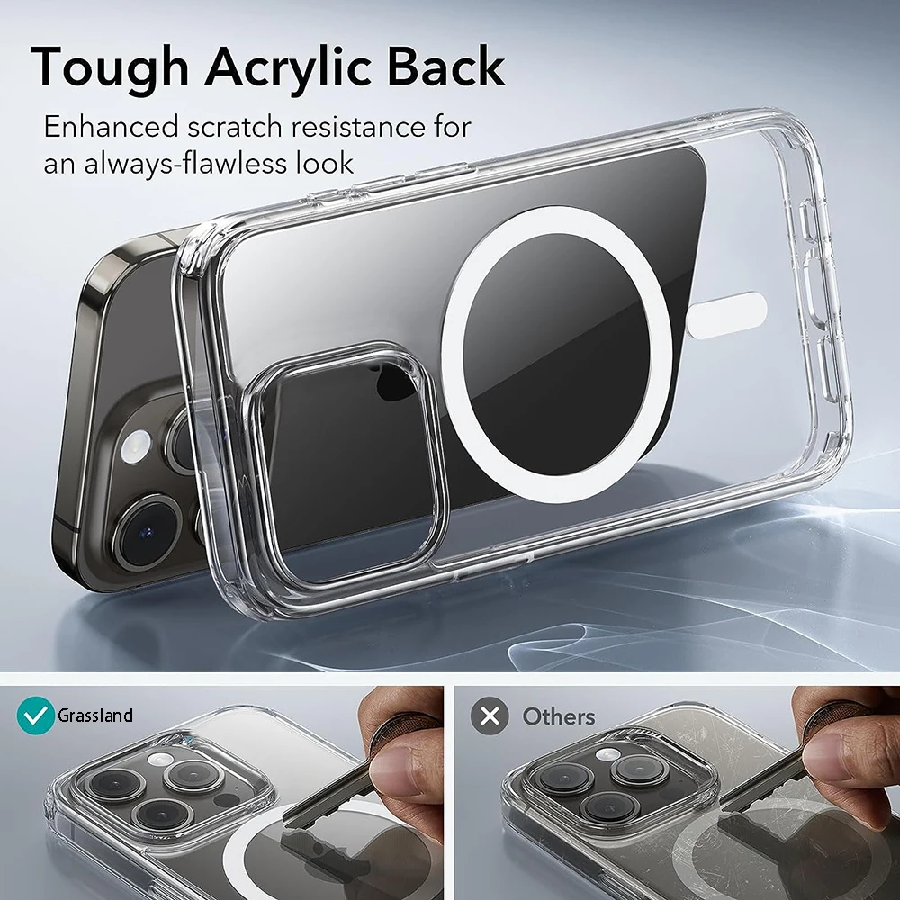 Luxury Magnetic Wireless Charge For Magsafe Case for iPhone 16 15 14 13 12 11 Pro XR XS Max 7 8 Plus Back Cover Transparent Case