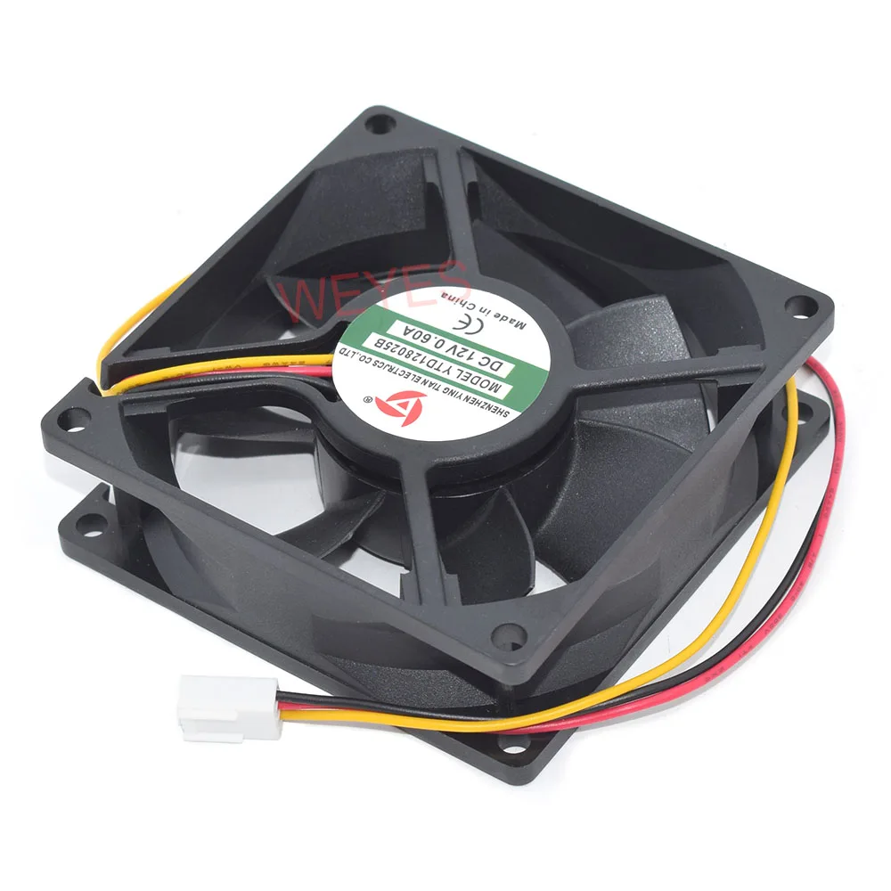 New 8CM Square Fan YTD128025B DC12V 0.60A 3Pins Cooling