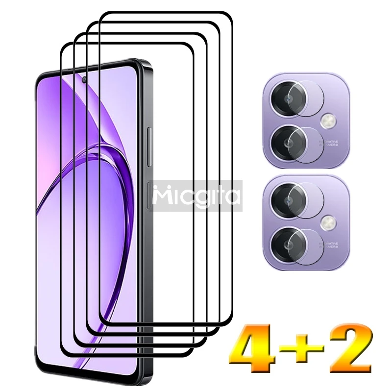 4+2 Tempered Glass Protector For OPPO A3x Screen Glass and Soft Fiber Camera film