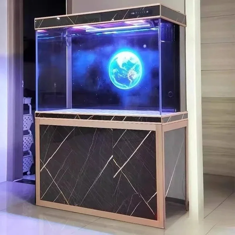 Arowana tank living room large aquarium, household screen ultra-white glass, ecological floor water-free