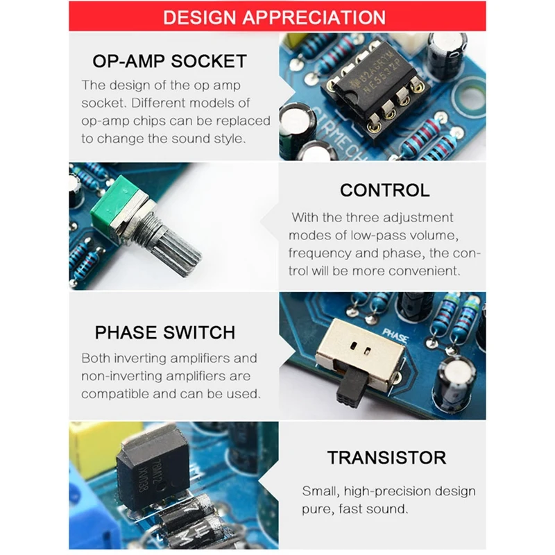2.1 ช่องซับวูฟเฟอร์ Preamp Board เครื่องขยายเสียง Low Pass Filter Bass Preamplifier (ผลิตภัณฑ์สําเร็จรูป)