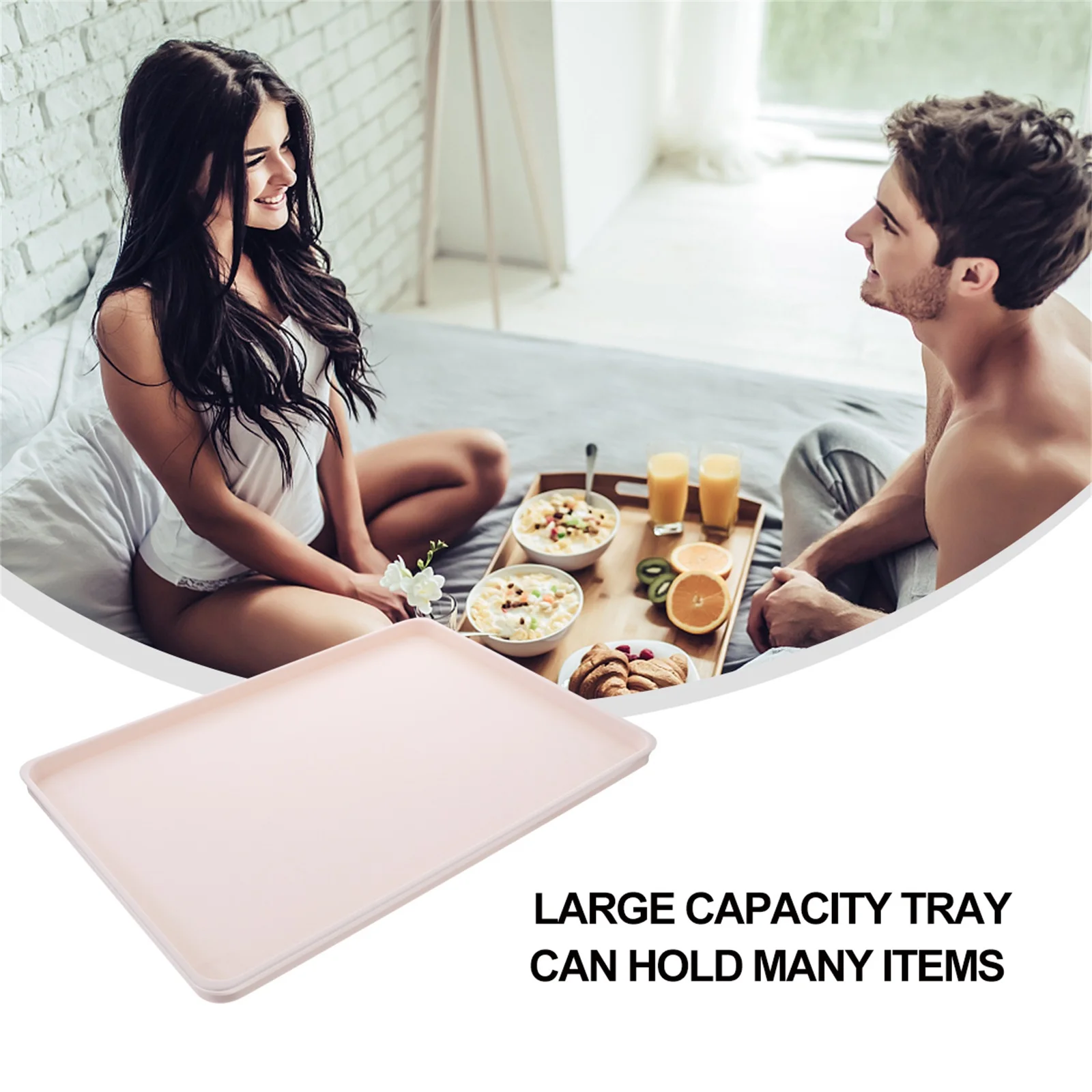 Plateau de rangement en plastique Anti-chute de grande capacité, plateau de service rectangulaire antidérapant pour organisateur de salle de bain de chambre d'hôtel 1 pièce