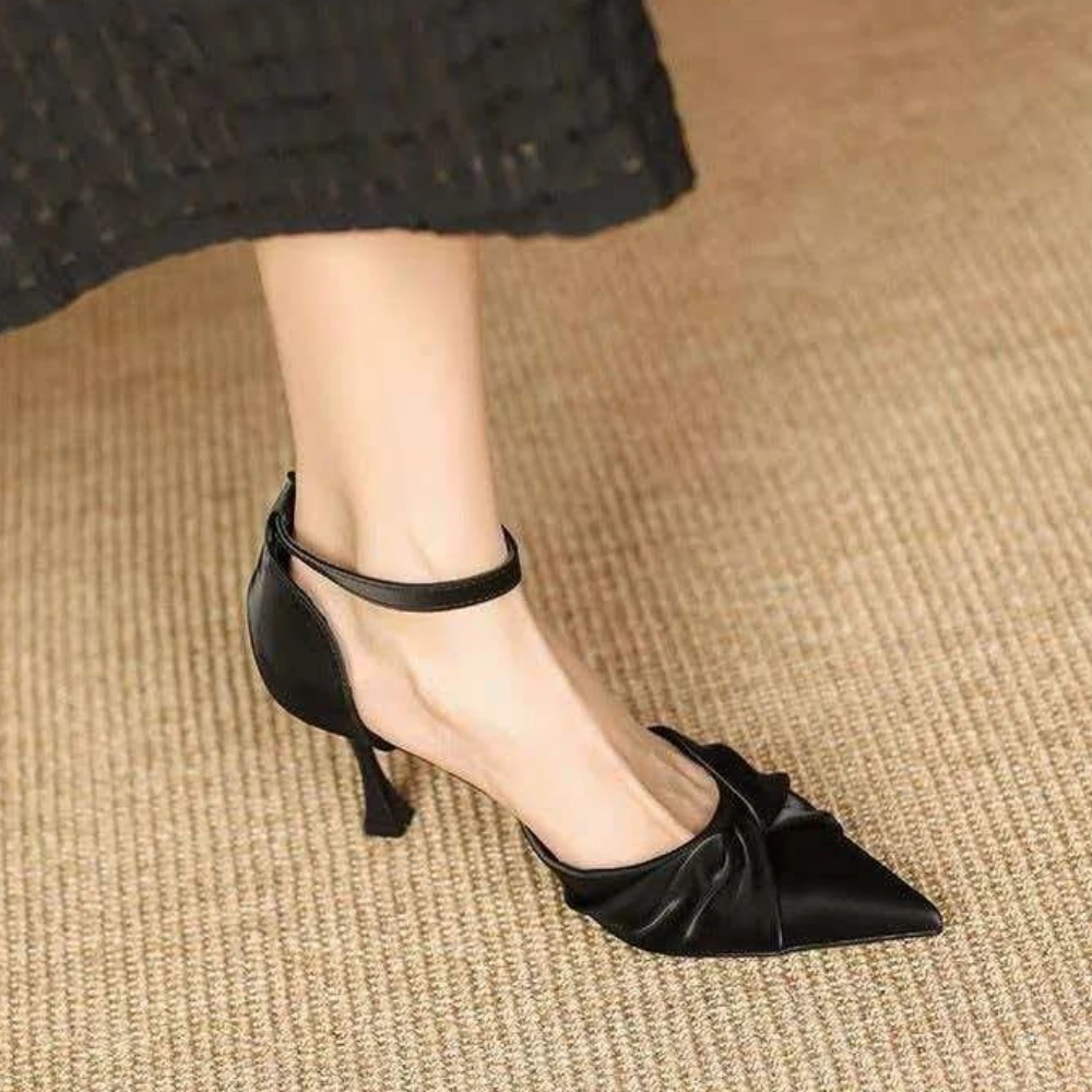 Summer Sandals with Open Toe, Hollow Design, Single Strap,shallow Mouth Fresh Style Pointed Toe Low Heel, Slim Heel High Heels
