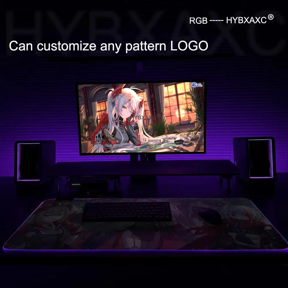 Prinz Eugen Azur Lane Mouse Pad RGB Gaming Mouse Pad Desk Mat HD Gamer Large LED Light XXL MousePads PC Computer Carpet