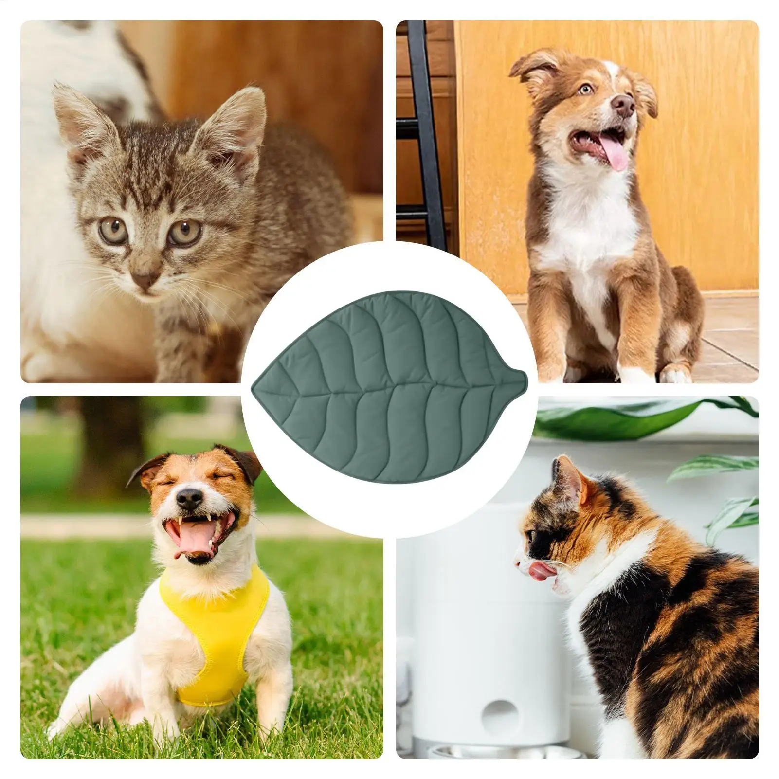 Cooling Mat for Dogs Leaves Shape Non-Slip Washable Breathable Comfort Blanket Cooling Mat for Cats Outdoor Indoor Outdoor Crate