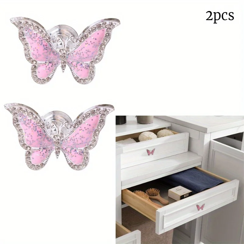 2 ชิ้นสไตล์ใหม่ผีเสื้อแปลกลูกบิดเฟอร์นิเจอร์ตู้ดอกไม้ลิ้นชักห้องครัวตู้หนังสือตู้จับ
