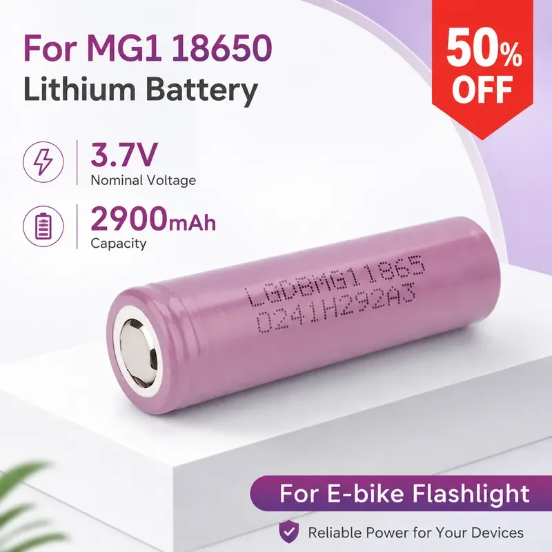 For MG1 18650 Lithium Rechargeable Battery 3.7V 2900mAh 10A High Rate Discharge Cell for E‑bike Flashlight