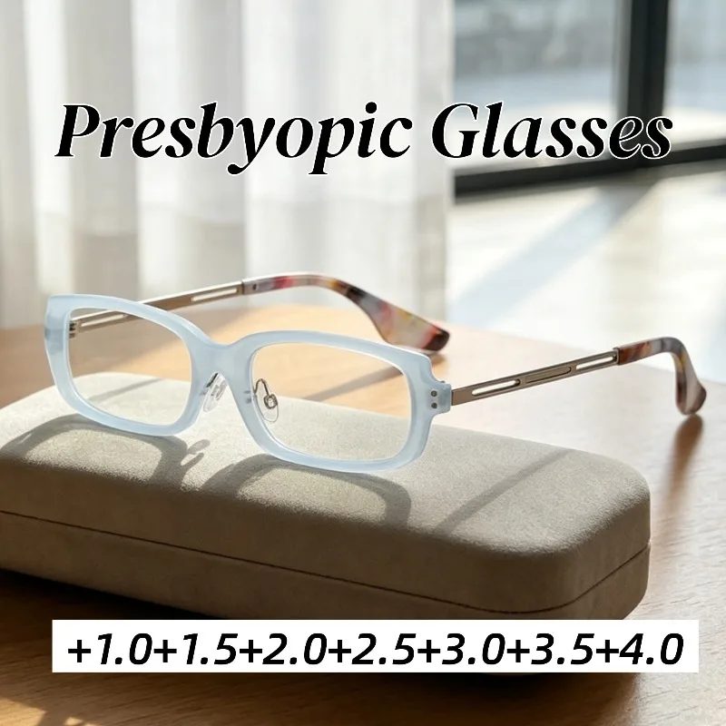 New Fashionable Ultra Light Small Frame Rectangle Presbyopia Glasses Outdoor HD Anti Blue Light Reading Eyeglasses for Women Men