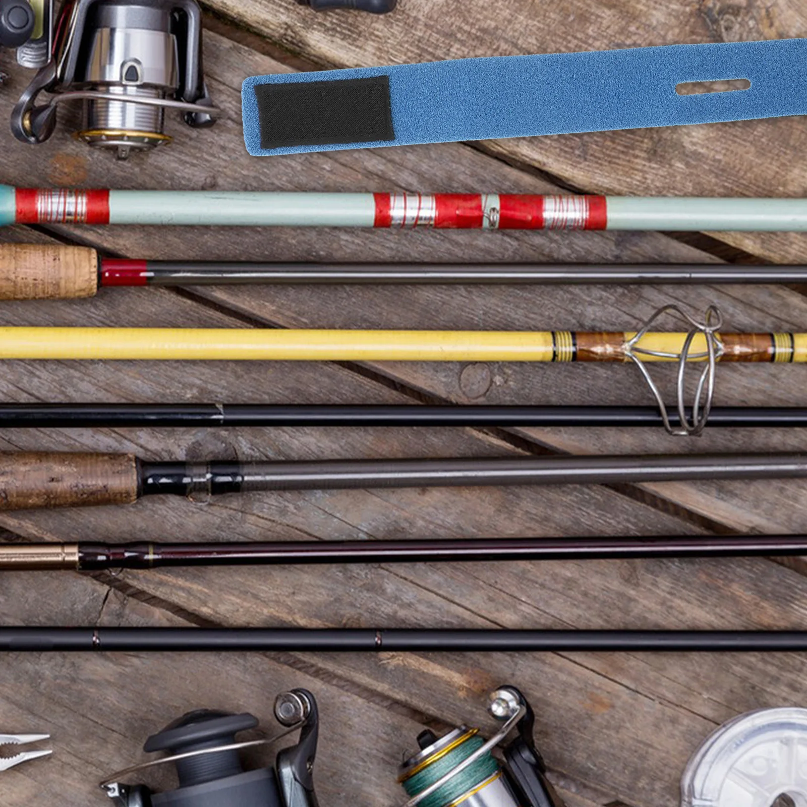 8 قطعة أحزمة صنارة الصيد نسيج مرن عالي منظم أدوات محمول للصيد في الهواء الطلق ضمادات مرنة زرقاء