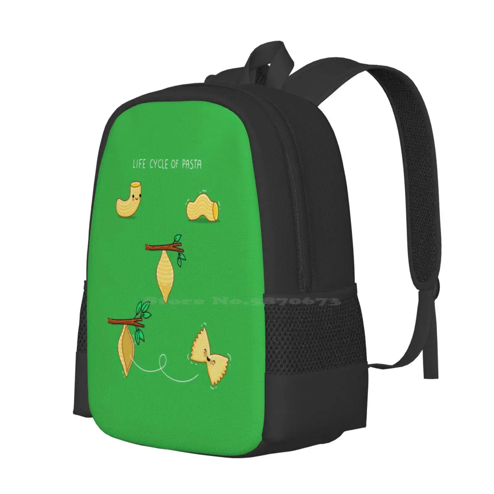 Life Cycle Of Pasta Large Capacity School Backpack Laptop Bags Italian Butterfly Adorable Cute Kawaii Wawawiwa Cacoon Funny