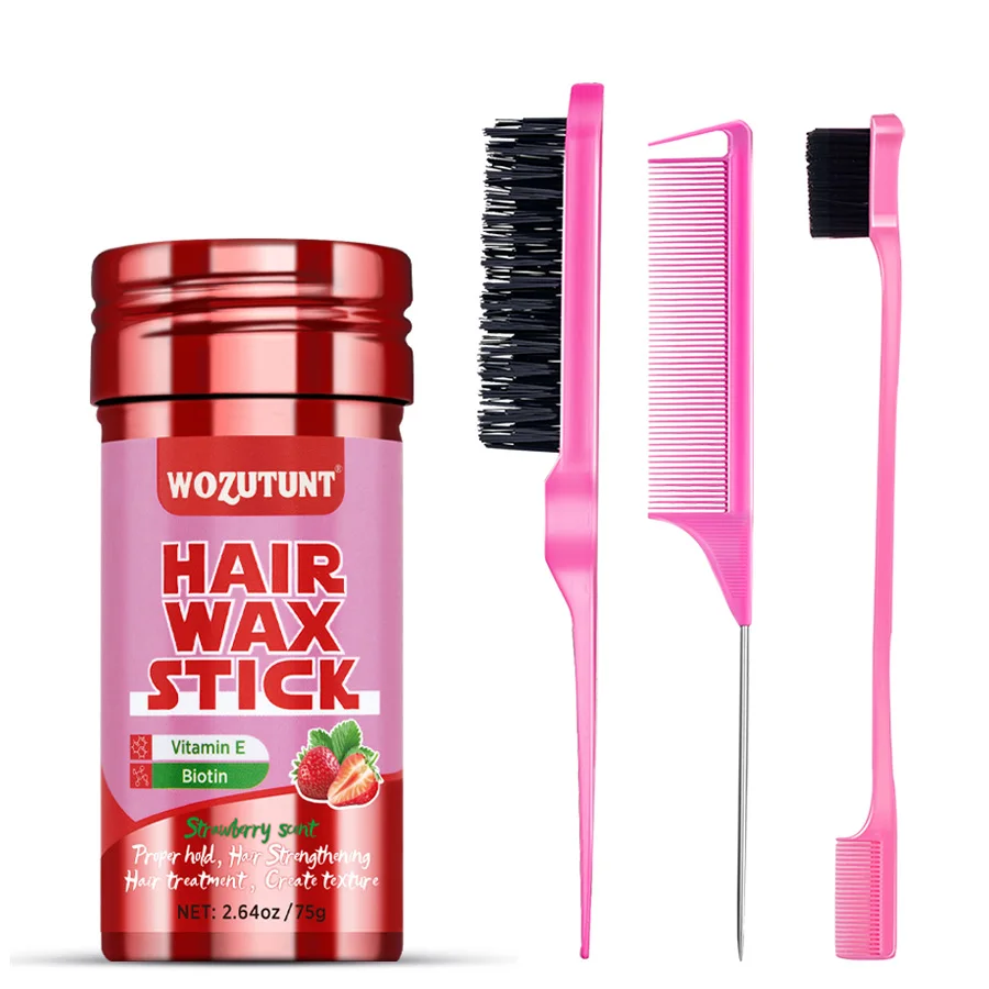 

Natural Hair Wax Sticks Bristle Brush Rat Tail Comb & Edge Brush Control Flyaway Hair Solid Wax Lasting Hair Finishing Artifact