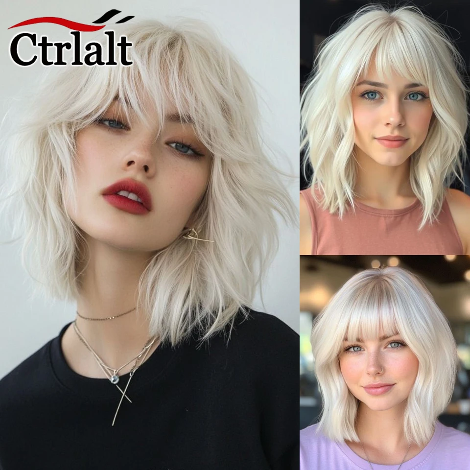 Synthetic Wig Natural Short Curly Collarbone Hair Fashion Age Reduction Lightweight Breathable Wig Full Head Cover