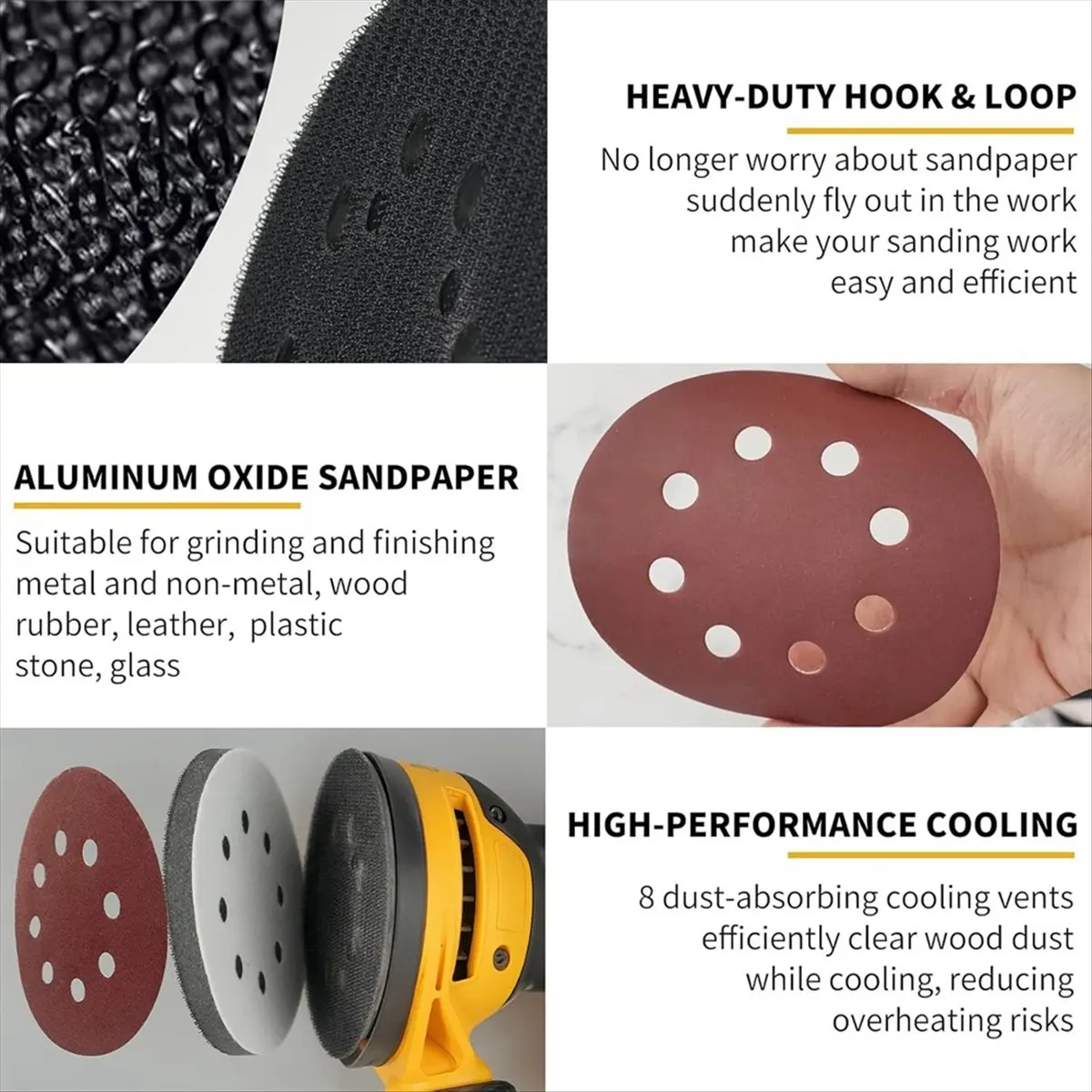 

5 Inch 8 Holes Hook Loop Orbital Sander Metal Pad Replacement for DeWalt DWE6423 6423K DWE6421 6421K