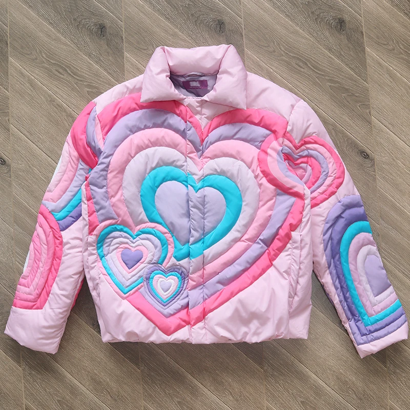 Ins Impiombato Colore Cuore che piuma Jaet Cappotto imbottito da uomo Gioventù Faion Impermeabile Bianco Du Piuma Regolare Sottile