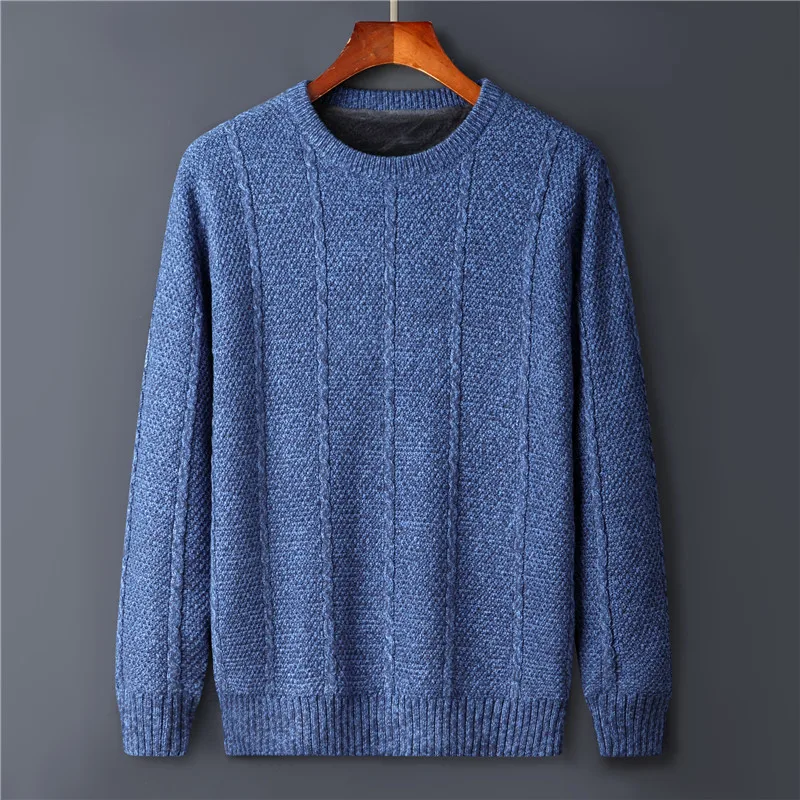 Fleece Winter Men Sweaters Clothing Pull Warm Thicken Blue Red Pullover Sweater Male  Jumper Male Knitted Sweater Oversized New