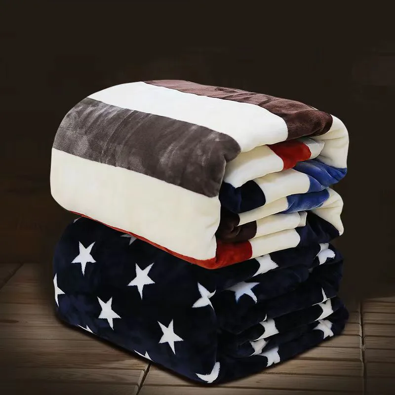 Thick Winter Blanket Bedding Coral Fleece Flannel Office Nap Gift Box Student Dormitory Bedding Pure Color Polyester Fiber