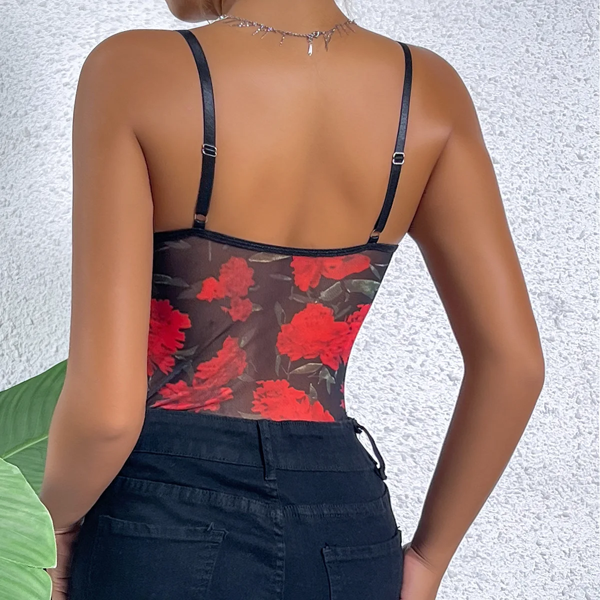 Plisowany kombinezon modelowy z nadrukiem z siateczki damska koszulka na ramiączkach kombinezon stringi Slim Fit bielizna BodyShaper Tops