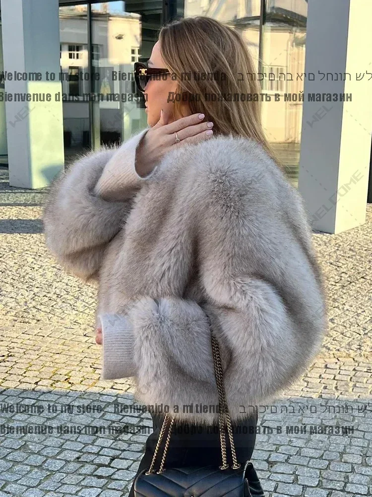 Fashion Fluffy Faux Fur Coat For Women Winter Elegant Loose Long Sleeve Jacket Female Luxury Thick Lady High Street Outerwear