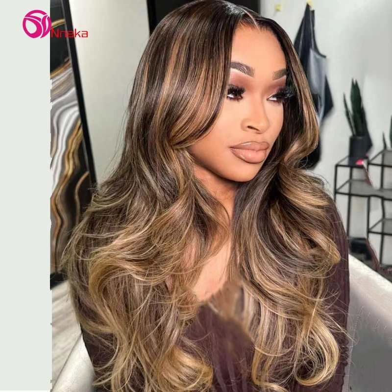 Highlight Perücke 13x6 HD Spitze Front Echthaar Perücken Für Frauen Ombre Blonde Körper Welle 13x4 Spitze frontal Perücke