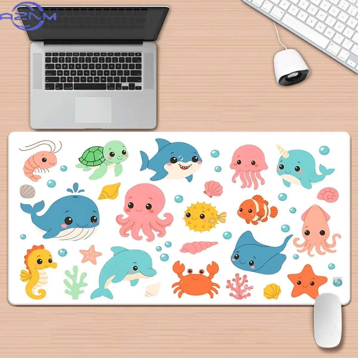1 Marine Creature Pattern Mouse Pad, Keyboard and Mouse Game Accessories, Suitable for Computer or Laptop Desk Office Use, Table
