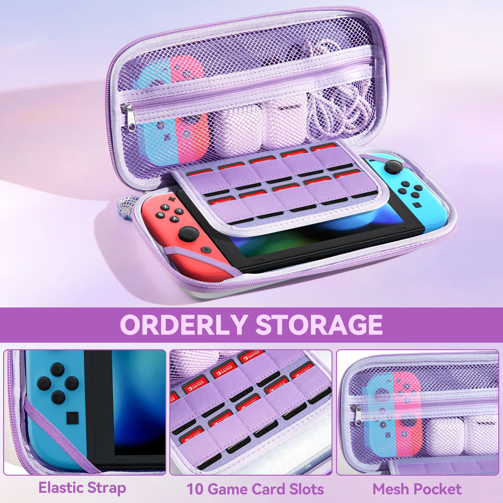 10 in1 Mermaid Carrying Case for Nintendo Switch OLED Switch Accessories Set with TPU Cover,Screen Protector,Adjustable Strap