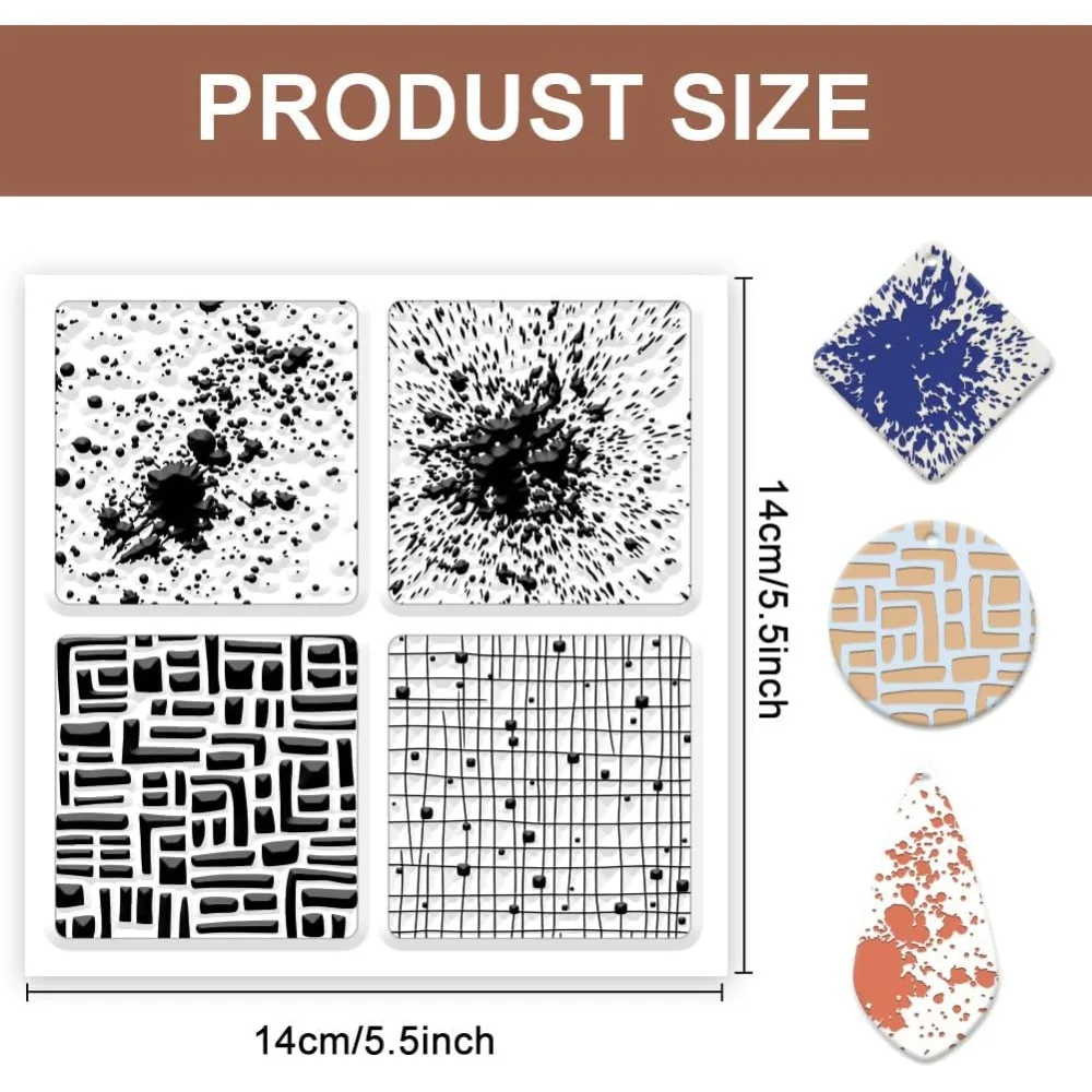 Spray Paint Splash Polymer Clay Texture Sheets Grid Clay Modeling Pattern Pad for DIY Jewelry Making Craftwork and Printing