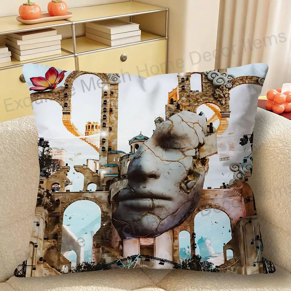 T-Tomorrowlands Polyester Printed Pillow Cover Square 30 40 45 50 60 65 cm Soft for Sofa Bed Car Home Decor