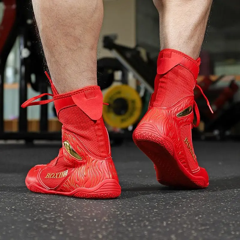 Zapatos de boxeo para hombres y mujeres, zapatos de lucha de alta calidad para combate libre, entrenamiento físico interior, zapatos de lucha, zapatos profesionales de Kickboxing