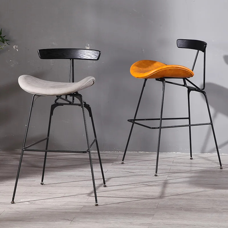 #Antique Iron Backrest Multi-functional Commercial Use Bar Chair For Cafe Milk Tea Shop Dining