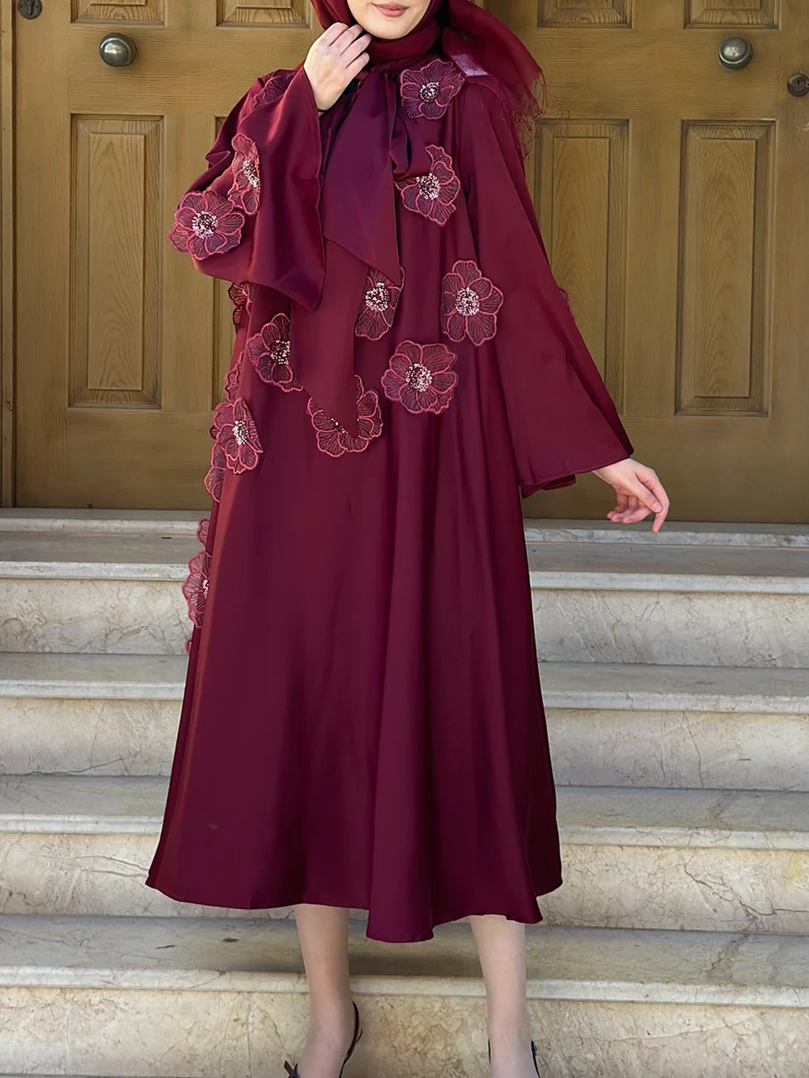 VGH Solid Spliced Applicaties Midi Jurken voor Vrouwen Sjaal Kraag Flare Mouw Hoge Taille Elegante Temperament Plooien Jurk Vrouwelijke