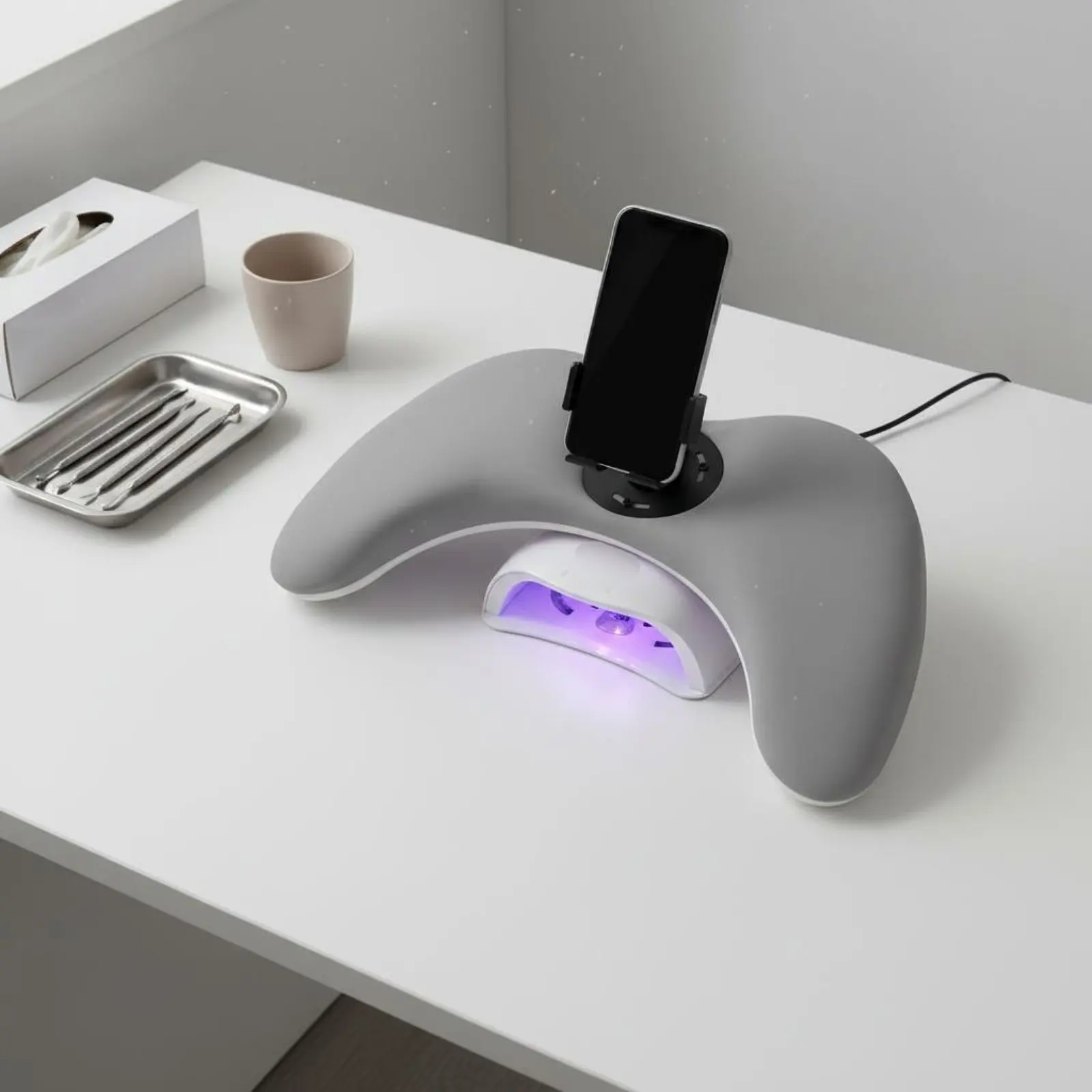 

Подставка для рук для маникюра с держателем для телефона, съемная конструкция, подушка для маникюра в форме цветка с держателем для телефона