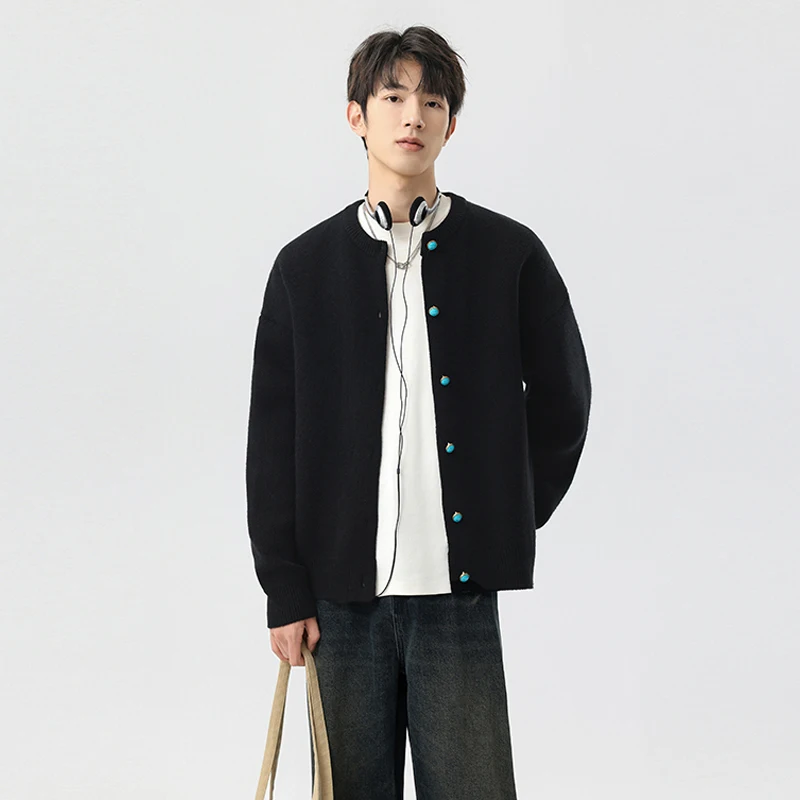 

Men's Plus Size Crew Neck Knit Cardigan - Loose Fit Sweater Outerwear for Big & Tall