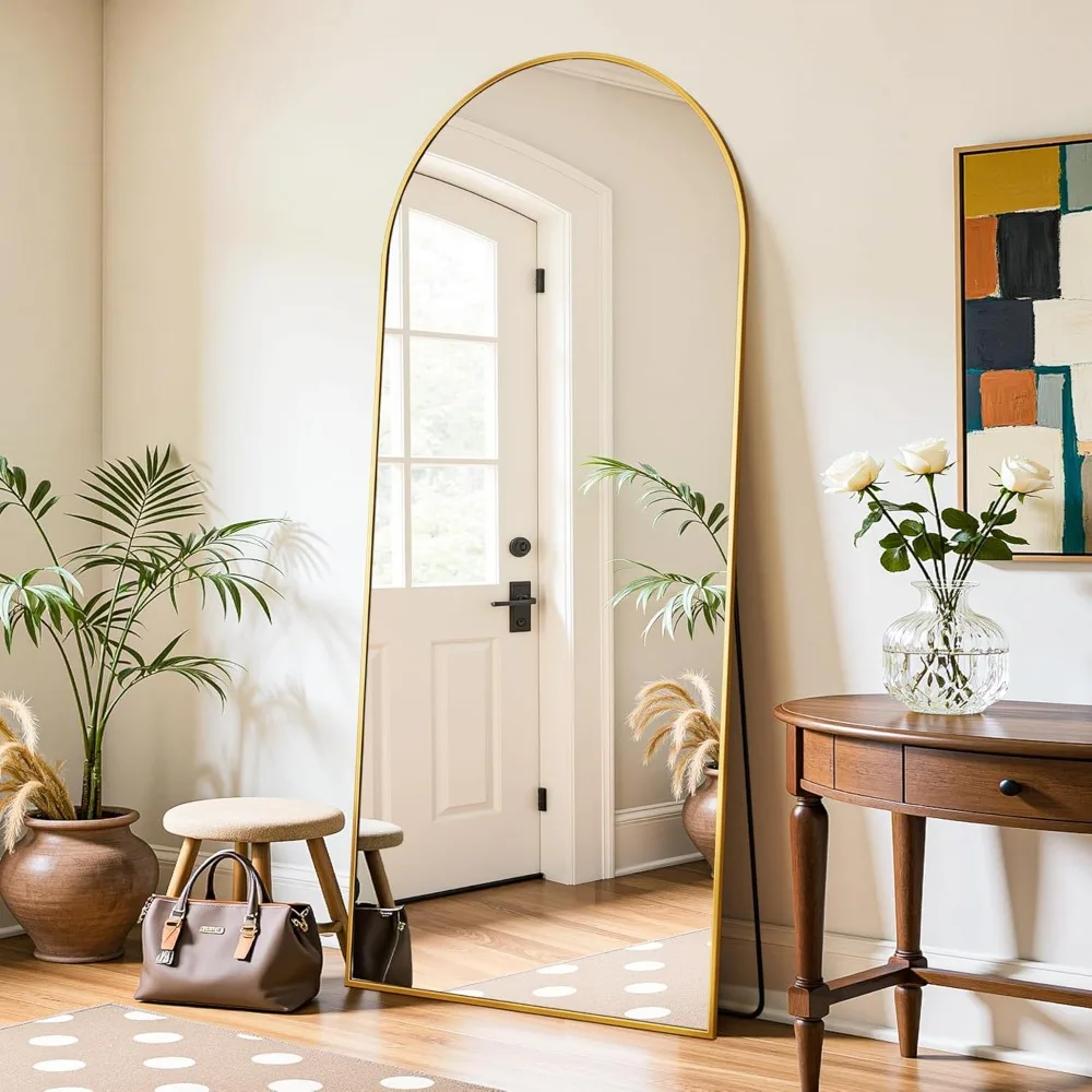 Espelho de chão grande, espelho de corpo autônomo de comprimento total 65 x 22 com opção de suspensão