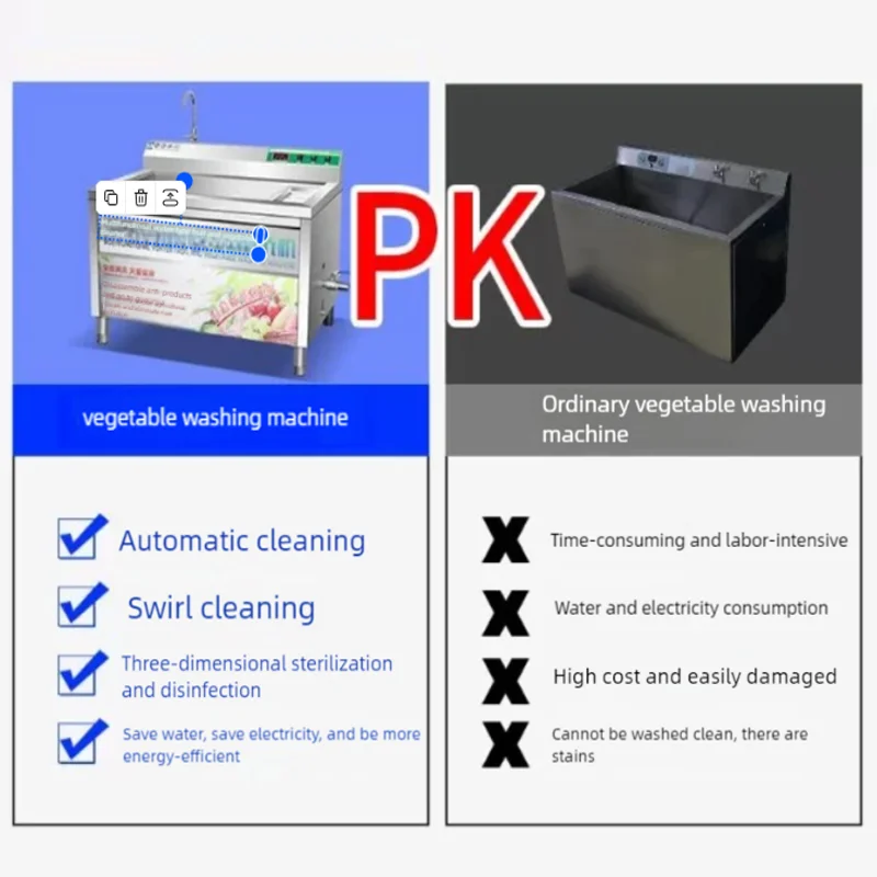 Automatic Multi-function Vegetable Washing Machine For Canteen Fruits Stainless Steel Vegetables Eddy Current Cleaning Machine