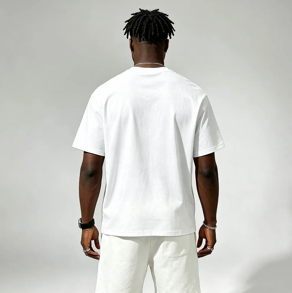 Men's summer 100% cotton short-sleeved T-shirt, vintage cracked letter print crew neck loose streetwear  tee Large size5XL-H34