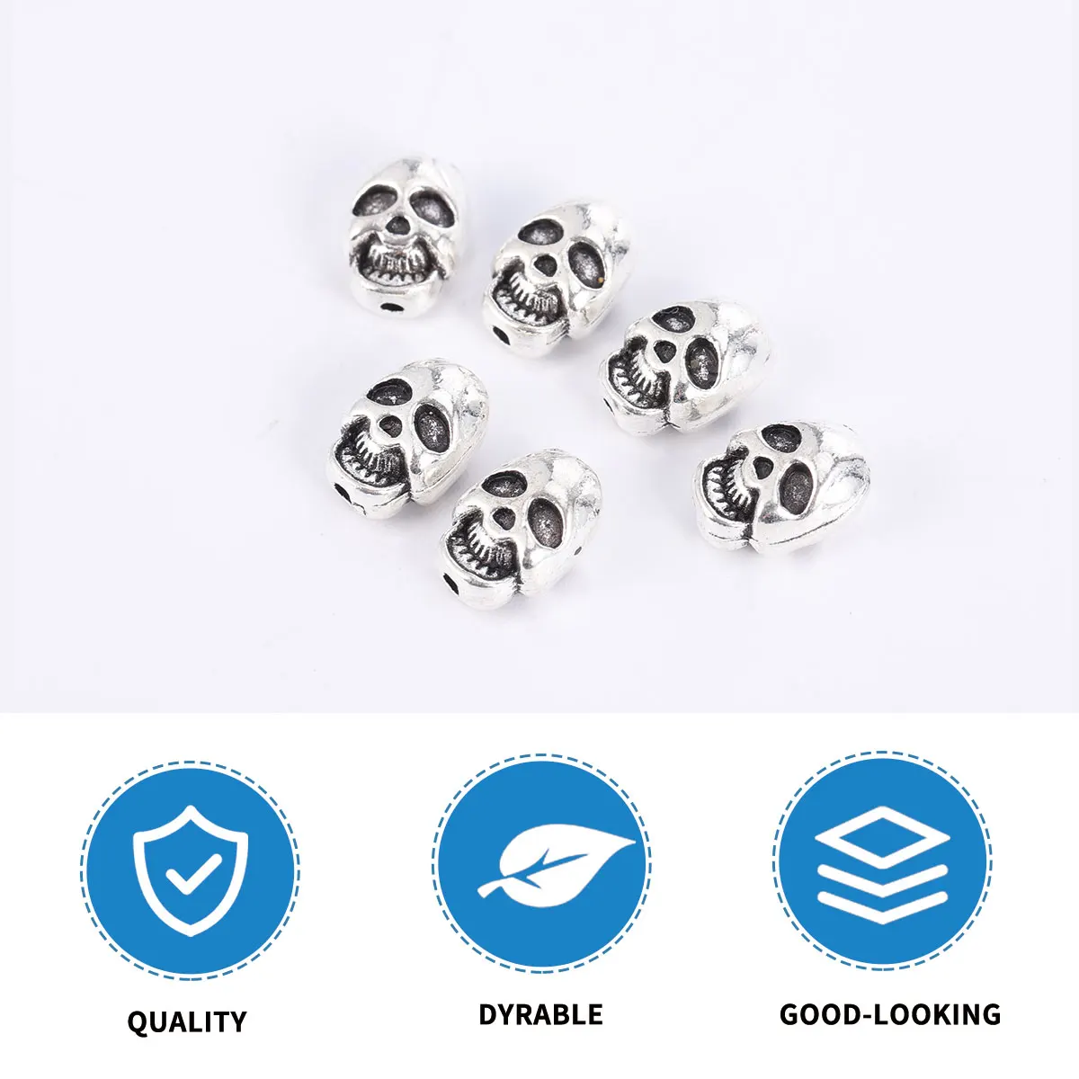 

50 Pcs Skull Jewelry Accessories Tibetan Silver Bead for Bracelet Beads DIY Kit