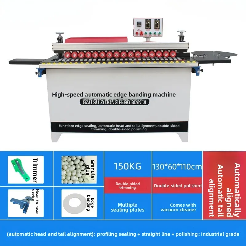 Six Basic Functions Edge Banding Machine With Trimmer Trade DW802 Portable Furniture PVC Melamine Curve