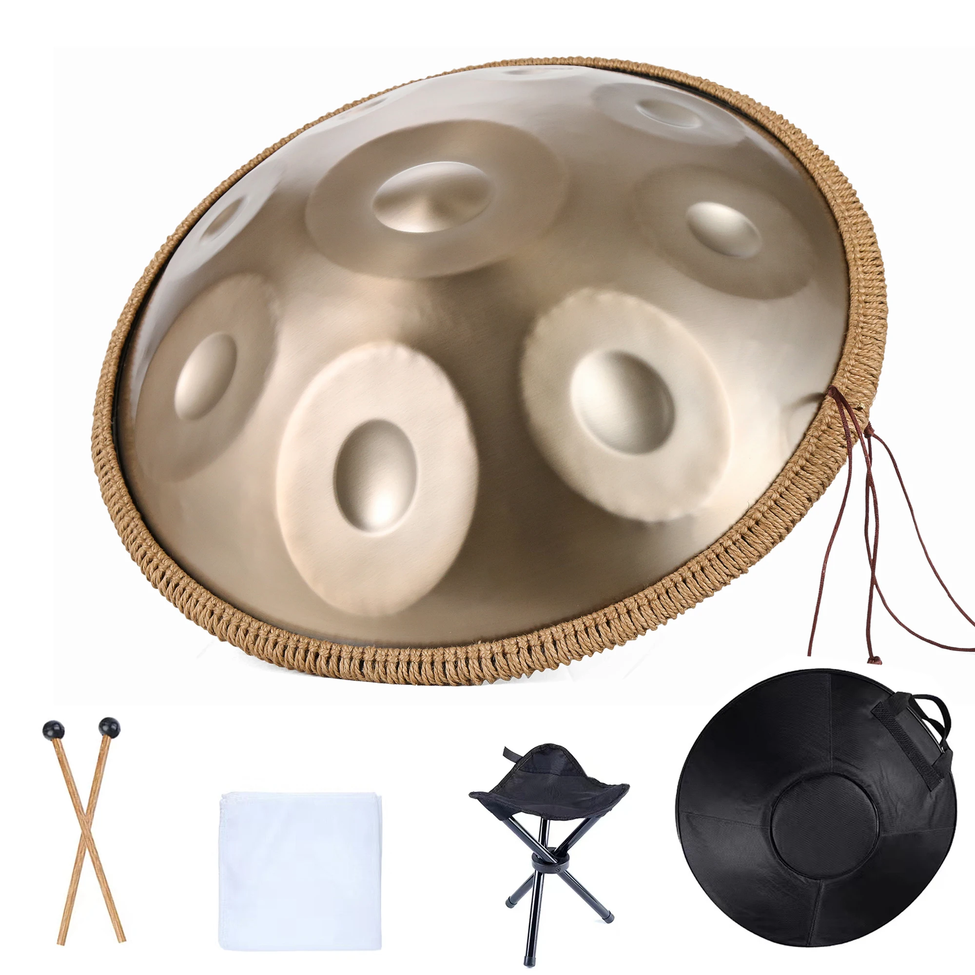 Handpan 432 Гц 440 Гц 22 дюйма D Minor 9 10 Notes Нитрид Pantam Барабан Ручная сковорода из нержавеющей стали для начинающих Медитация Йога