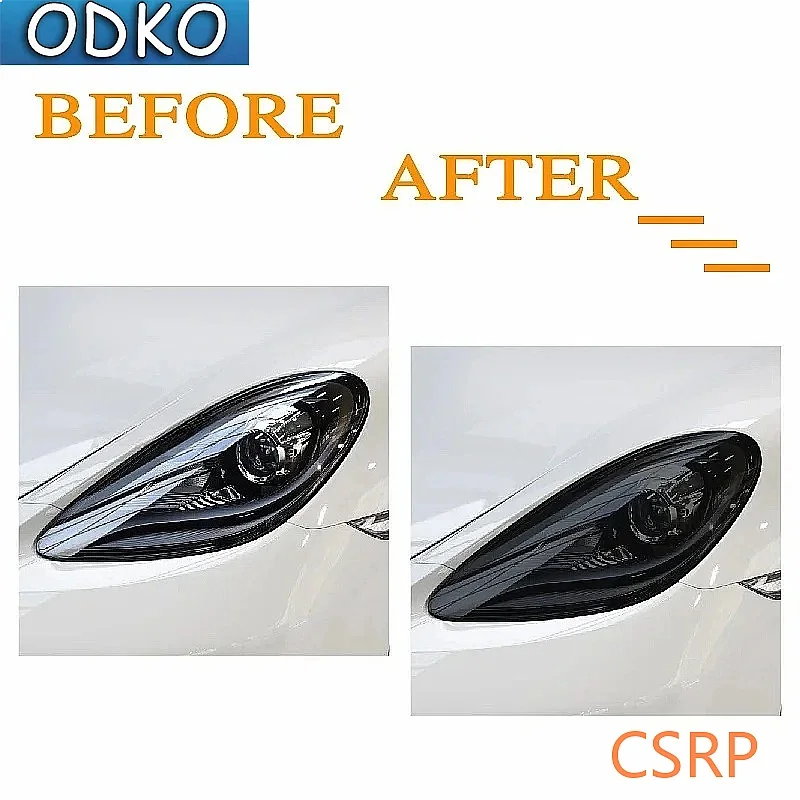 For Porsche 718 Boxster Cayman Spoiler 2016-Present Car Headlight Taillight Protection Tint Film Smoke Black TPU Light Sticker