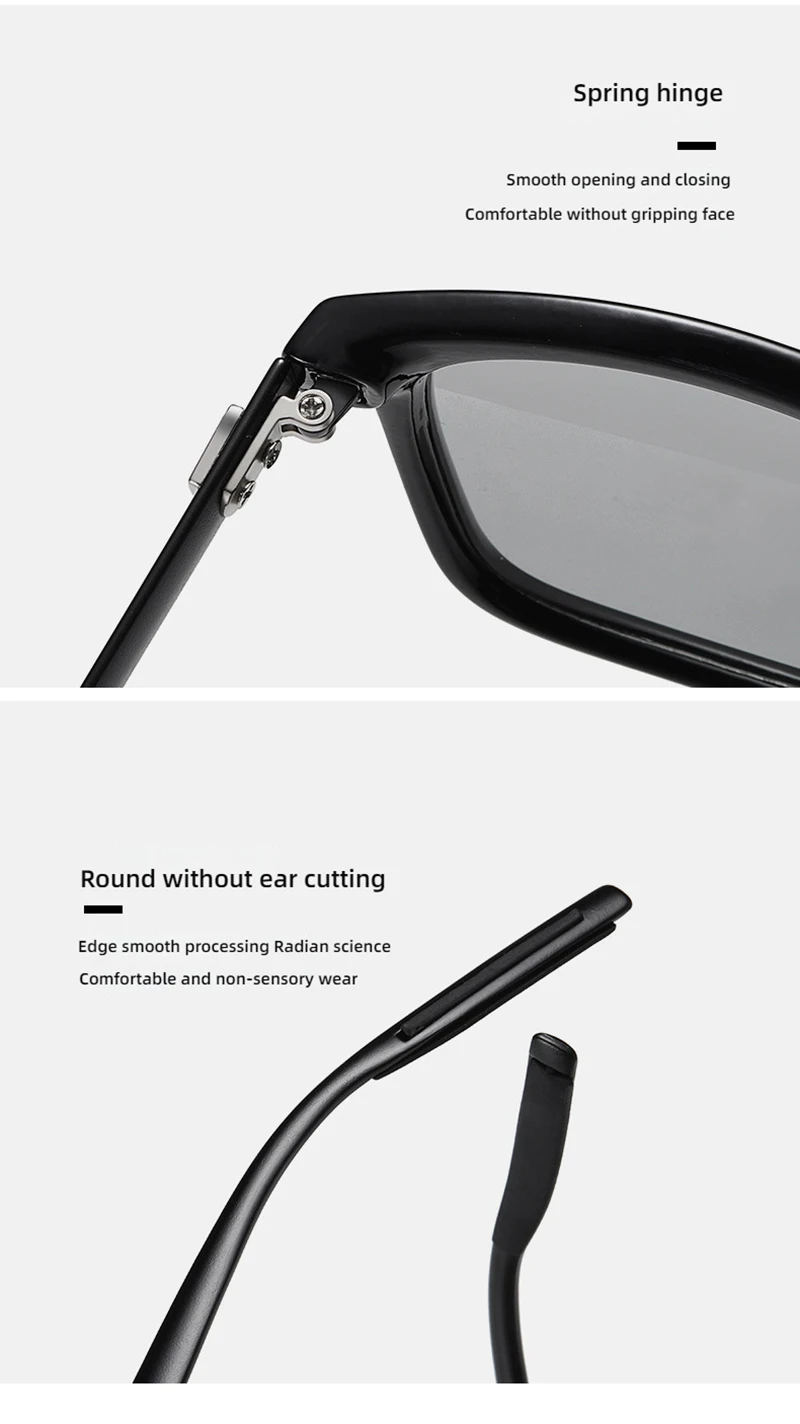 Luxus Quadratische Photochrome Sonnenbrille Männer Frauen Klassische Schwarz Polarisierte Sonnenbrille Männlich Hohe Qualität Chameleon Driving Shades – Detail 7