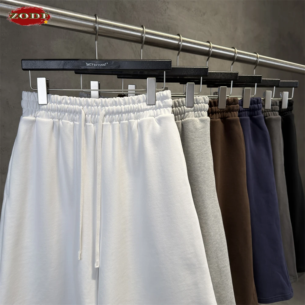 ZODF Fashion Summer Men 400gsm Solid Cotton Shorts Unisex Heavy Weight Hip Hop Single Brushed Fabric Shorts HY1337