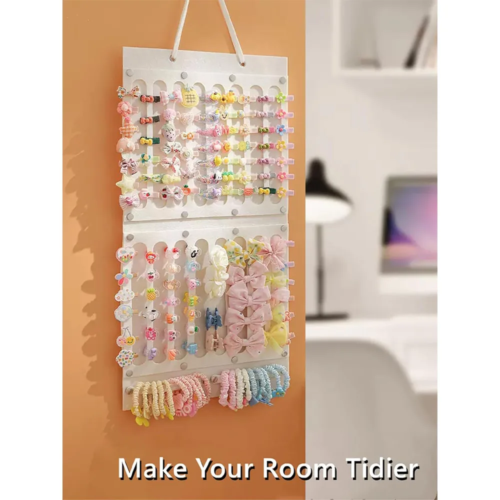Hair Bows Organizer Wall Hanging Large Capacity Headband Holder Hair Clip Rope Glasses Storage  Space Saving For Girl Room