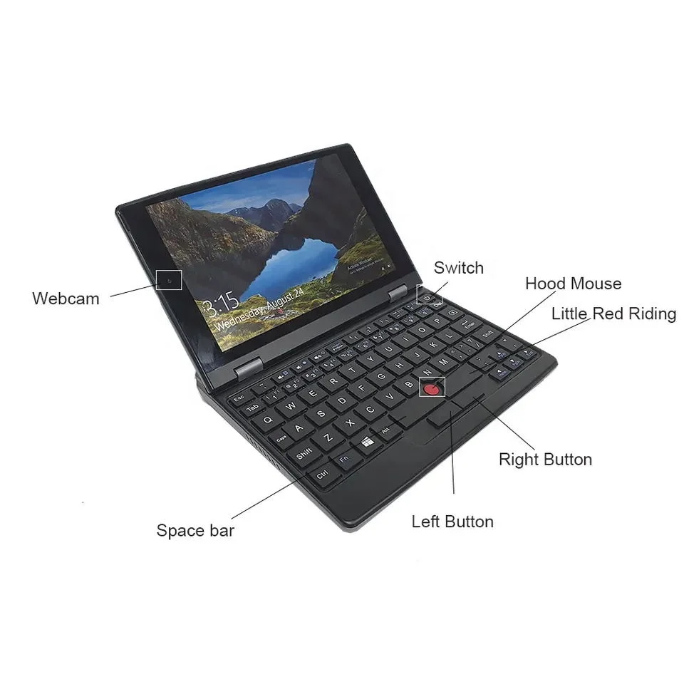 Best price portable small size 7 inch mini pocket laptop touchscreen in 12GB 256G Wins Handheld Business notebook computer