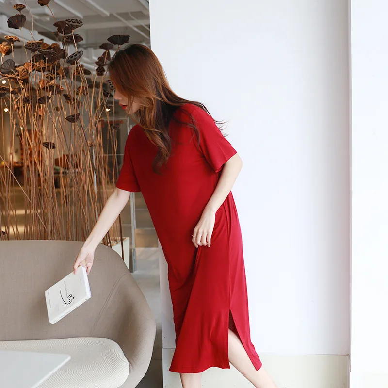 Loose Sleepwear For Women Nightwear Dress Casual Short Sleeve Nightdress Modal Cotton Sleepshirt Female Sleeping Nightgowns